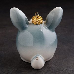 Ёлочный шар  "Кролик", фарфор, 10 см