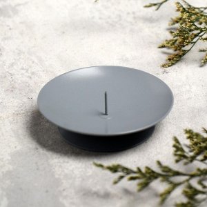 Подсвечник металл на 1 свечу "Лотос", 2х7,5 см, серый