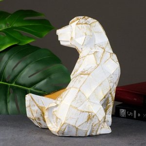Подставка для мелочей "Собака полигональная" белый с золотом, 25х21х21см