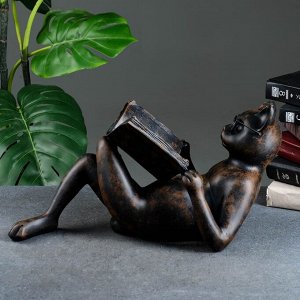 Фигура "Кот с книгой" черный, 47x26x23см