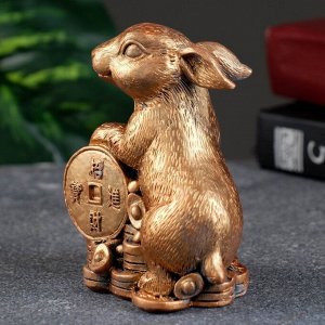 Фигура "Кролик на деньгах" состаренная бронза, 9х8х5см