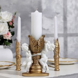 Набор свечей свадебных "Два ангела", 27,5х3 см, бело-золотой, родительские