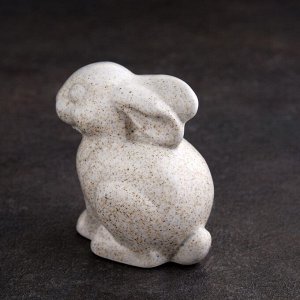 Сувенир "Кролик под серый камень", фарфор, эффектарная глазурь, 6,5 см