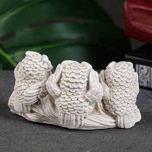 Фигурка гипс «Три совы на жердочке», слоновая кость, 10x6x5 см