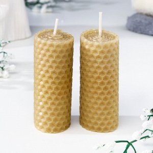Набор свечей из вощины медовых с добавлением эфирного масла &quot;Корица&quot; 8 см, 2 шт