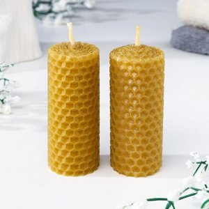 Набор свечей из вощины медовых с добавлением эфирного масла &quot;Лаванда&quot; 8 см, 2 шт