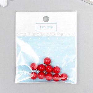 Декор для творчества пластик "Красный шарик с петелькой" набор 10 шт 1х1х1 см