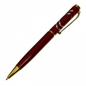 Ручка подарочная, шариковая "Кора" в пластиковом футляре, поворотная, корпус красный с золотым