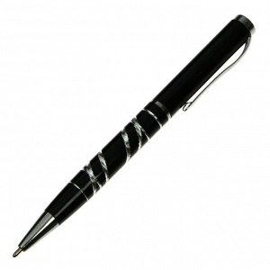 Ручка подарочная, шариковая "Зарево" в пластиковом футляре, поворотная, корпус черный с серебром