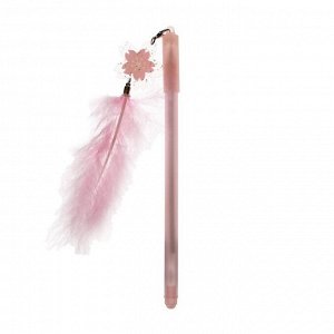Ручка-прикол "Цветок с перышком", гелевая, стираемые чернила, корпус розовый