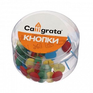 Кнопки канцелярские 12 мм., цветные, в пластиковой коробке, 50 шт.