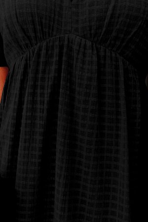 Черное клетчатое платье беби-долл с открытой спиной