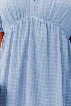 Голубое клетчатое платье беби-долл с открытой спиной