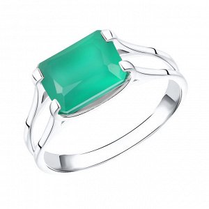 Серебряное кольцо с агатом зелёным 10134-2979-AG.