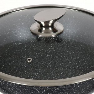 Жаровня DANIKS индукция 28 см, 3,5л, антипригарное покрытие, Daniks, Гранит Олимп, черная