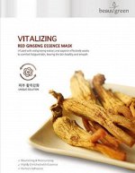 BeauuGreen Тканевая маска для лица с экстрактом красного женьшеня Vitalizing Red Ginseng Essence Mask, 23 гр