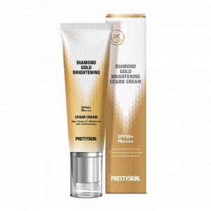 PrettySkin Основа для лица под макияж осветляющая CC & BB Cream Diamond Gold Brightening SPF50+/PA++++, 50 мл