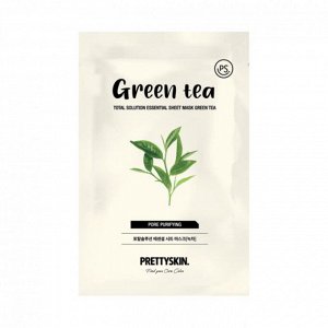 PrettySkin Total Solution Essential Sheet Mask Green Tea Тканевая маска для лица с экстрактом зеленого чая, 23 гр