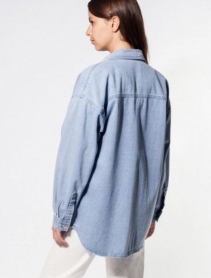 Рубашка-куртка из эластичного денима средней плотности