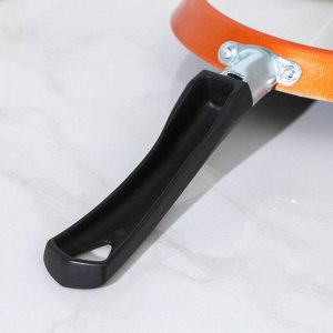 СИМА-ЛЕНД Сковорода блинная «Шёлк», d=18 см, пластиковая ручка, антипригарное покрытие, цвет оранжевый
