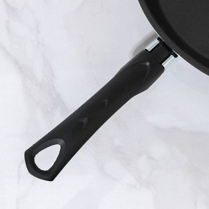 Сковорода «Классика атлас», d=26 см, пластиковая ручка, стеклянная крышка, антипригарное покрытие, цвет чёрный