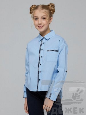 883 Блузка для девочки с  длинным рукавом (голубой)