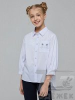 885 Блузка для девочки  рукав 3/4 (140 белый)