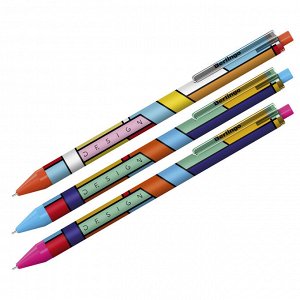 Ручка шариковая автоматическая Berlingo ""Color Block"" синяя, 0,7мм, грип, рисунок на корпусе, ассорт