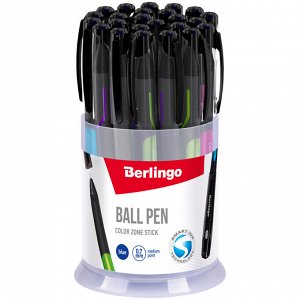 Ручка шариковая Berlingo ""Color Zone stick"" синяя, 0,7мм, прорезиненный корпус ассорти