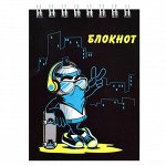 Блокнот А7, 40 л, гребень по короткой стороне. Обложка: мелованный картон 190 г/м2, сплошной глянцевый УФ-лак. Внутренниый блок: белый офсет, 60 г/м2, печать в одну краску.