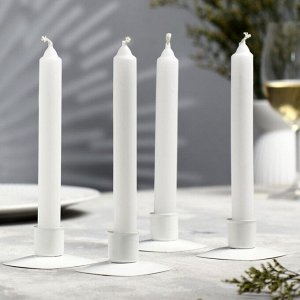 Набор свечей столовых, 17,5 х 1,8 см, 40 г, 5 ч, 4 штуки, белый