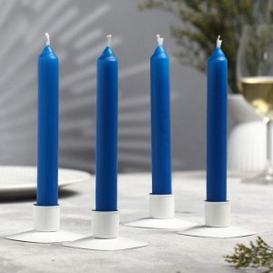 Набор свечей столовых, 17,5 х 1,8 см, 40 г, 5 ч, 4 штуки, синий