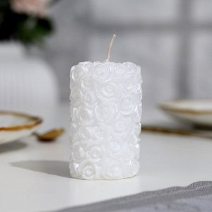 Свеча-цилиндр свадебная "Розы", 4,5х7,5 см, домашний очаг