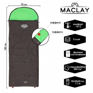 Maclay Спальник 3-слойный, L одеяло+подголовник 185 x 70 см, camping comfort cool, таффета/таффета, -10°C