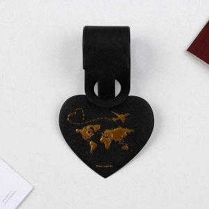 Бирка на чемодан в виде сердца, черная, 22.3 х 8 см