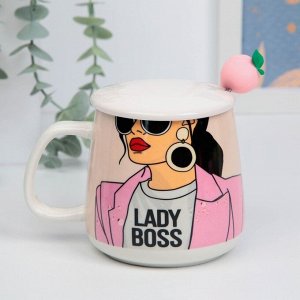 Подарочный набор Lady boss, кружка с крышкой 350 мл, ложка, носки 36-39 р-р.