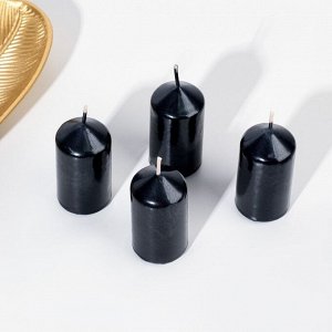 Набор свечей "Столбик", 4 штуки, чёрный металлик 7х3,8см