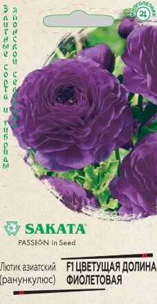 Цветы Лютик (Ранункулюс) Цветущая долина фиолетовая F1 3шт пробирка Саката серя Эксклюзив Гавриш