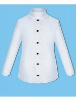 Школьная белая водолазка (блузка) для девочки с пуговками Цвет: белый