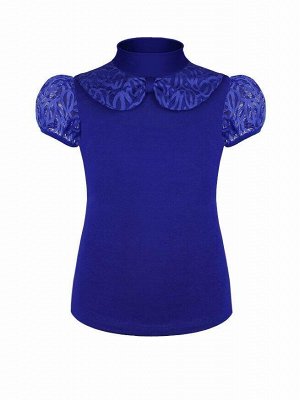Синяя водолазка (блузка) с коротким рукавом для девочки Цвет: синий