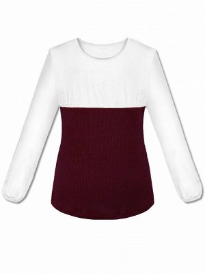 Джемпер(блузка) для девочки с бордовой отделкой Цвет: бордовый
