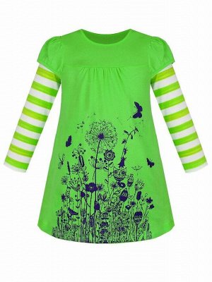 Платье с длинными рукавами для девочки Цвет: зелёный