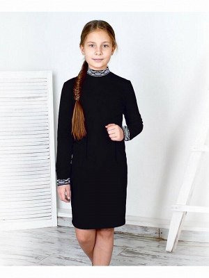 Черное школьное платье для девочки Цвет: черный