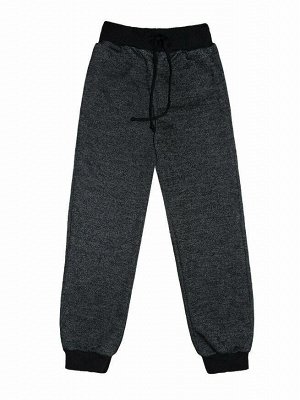 Серые брюки для мальчика с поясом и манжетами Цвет: чёрный меланж