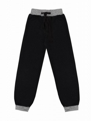 Спортивные чёрные брюки для мальчика с поясом и манжетами Цвет: черный