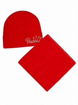 Комплект для девочки (шапка+снуд) Цвет: красный
