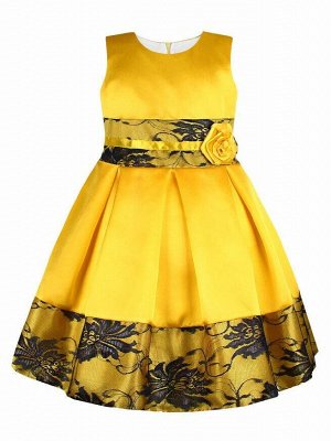 Нарядное жёлтое платье с гипюром Цвет: жёлтый