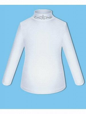 Школьная водолазка (блузка) для девочки со стразами Цвет: белый