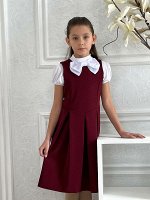 Бордовый школьный сарафан для девочки Цвет: Бордовый