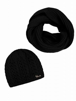 Комплект для девочки (шапка + снуд) Цвет: черный